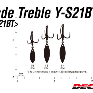 DECOY Y-S21BT Blade Treble เบ็ดสามทางติดใบหลิว เพิ่มคลื่นน้ำสะท้อนแสง เบ็ดเปลี่ยนเหยื่อปลอม คมแกร่ง Japan แท้