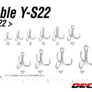 DECOY Y-S22 Treble Hook เบ็ดสามทางสายโหด แข็งแรงพิเศษ ก้านหนา ทนน้ำเค็ม ถนอมสปลิทริง ตกชะโด เก๋า หมอ ทูน่า Japan แท้
