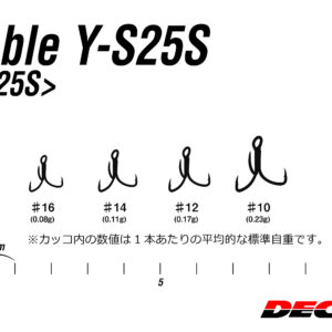DECOY Y-S25S Treble Hook เบ็ดสามทางจิ๋ว สีเงินทนน้ำเค็ม กันสนิม Light Game ปลายงุ้ม Limerick Japan แท้ 100%