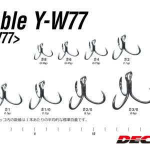 DECOY Y-W77 Treble Hook เบ็ดสามทางก้านสั้น อ้ากว้างพิเศษ EX Wide Gap ก้านหนา ทนน้ำเค็ม ตกปลาใหญ่ Japan แท้